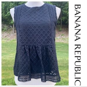 XS BR Eyelet Sleeveless Top, Size Small, Black